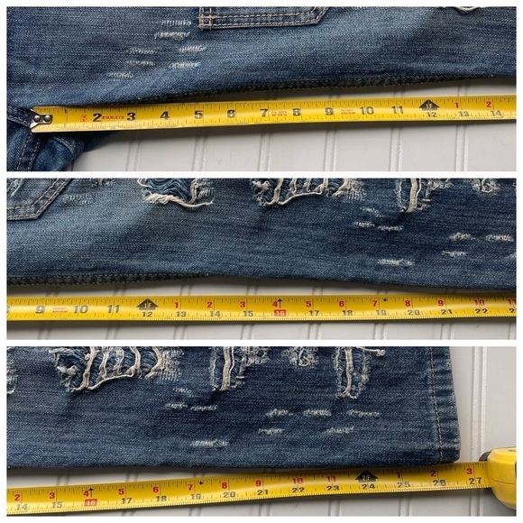 BCBGMAXAZRIA Distressed Boyfriend Jeans Gina Cyan Blue Size 25 oversized 30W - Picture 4 of 8
